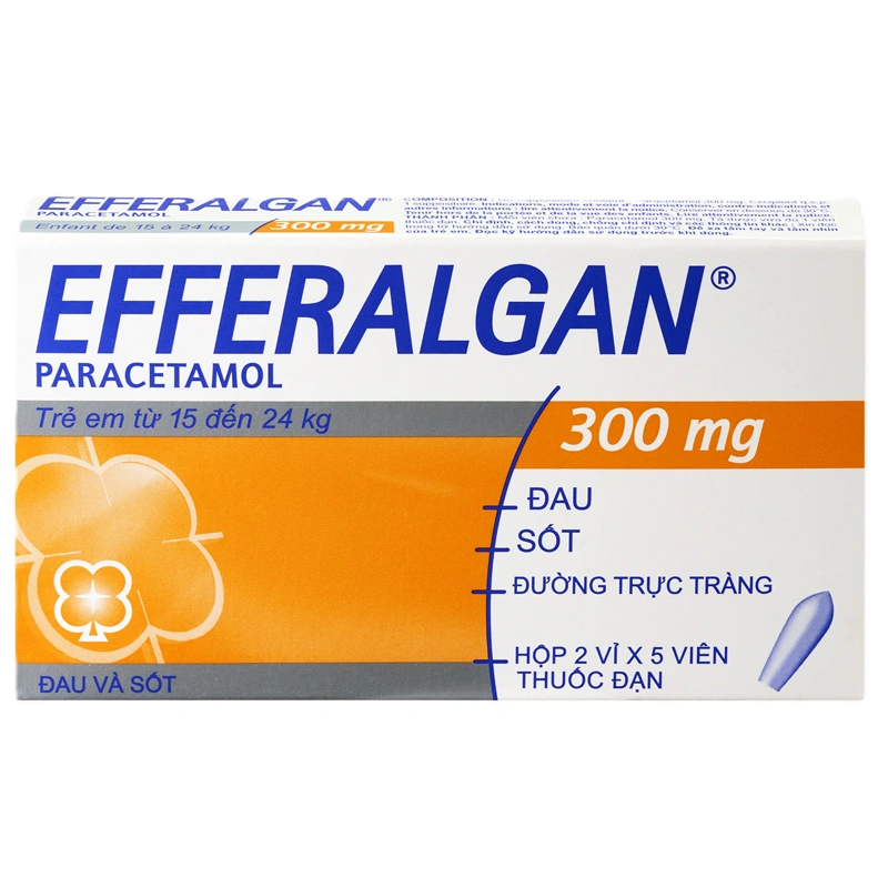 Viên đặt trực tràng Efferalgan 300mg giảm đau, hạ sốt (2 vỉ x 5 viên) - 1